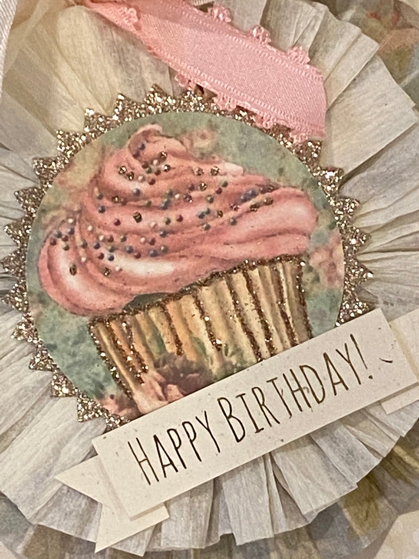 Pink Cupcake Birthday Rosette