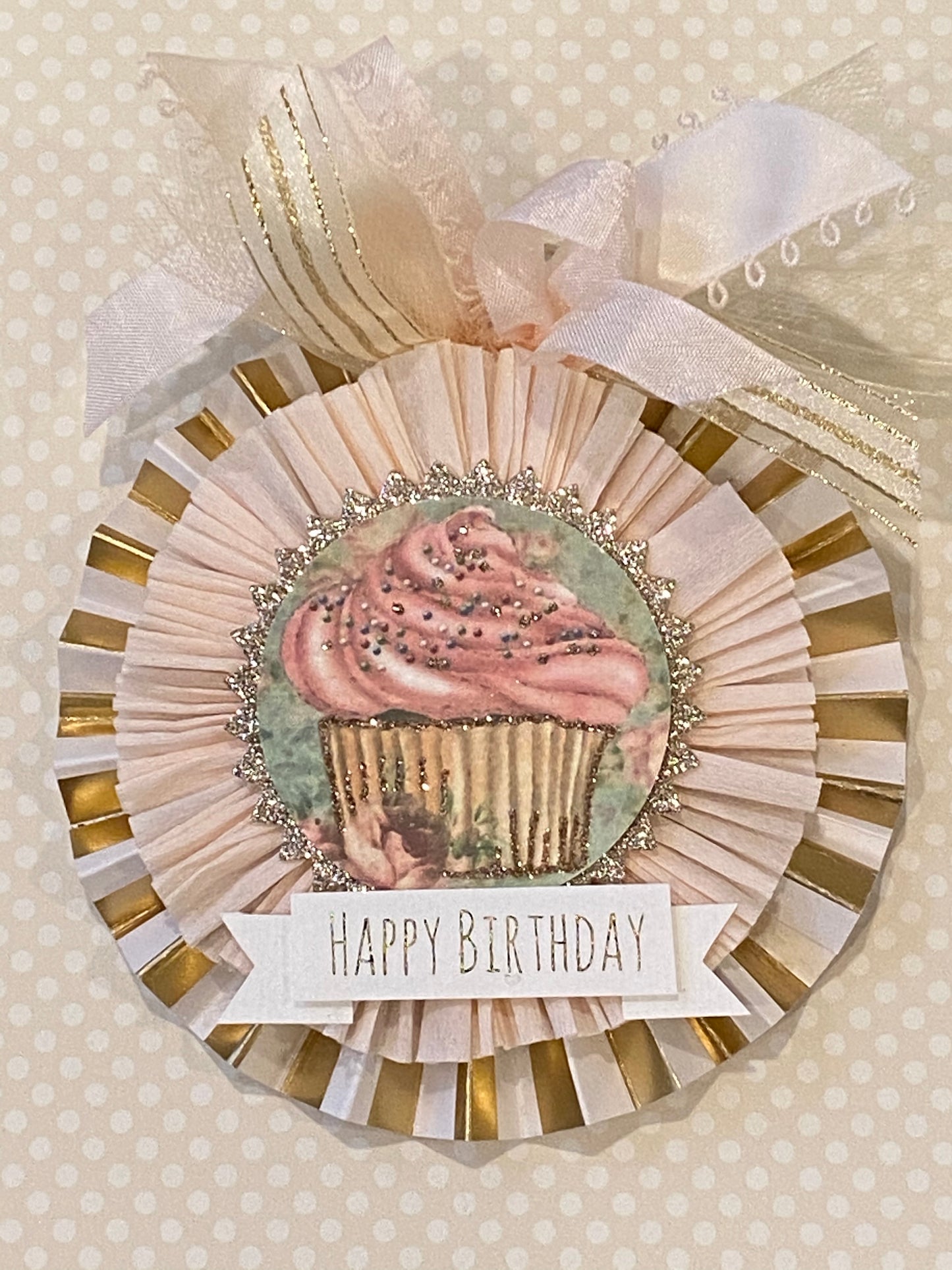 Pink Cupcake Birthday Rosette