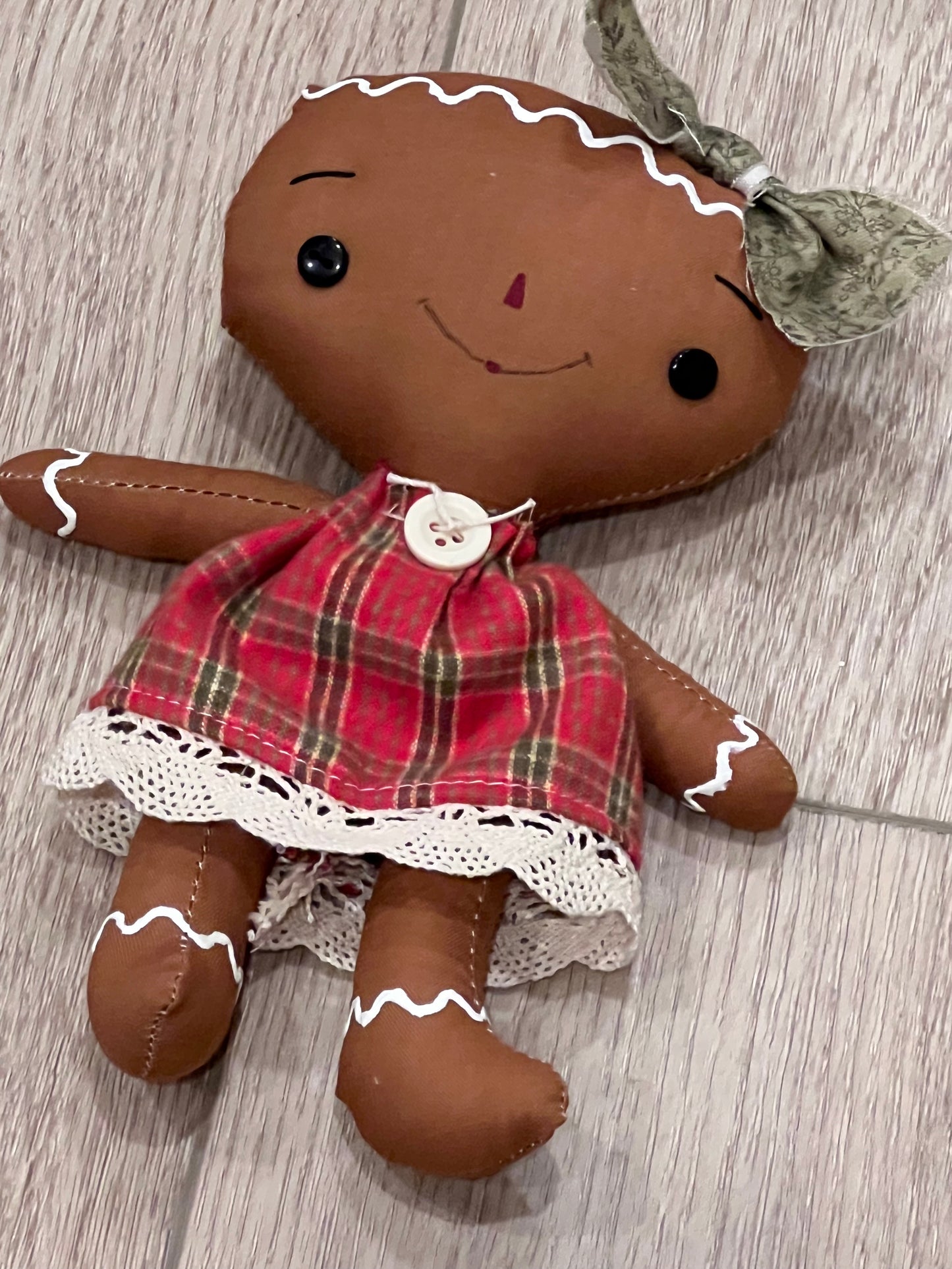 Red Plaid gingerbread doll